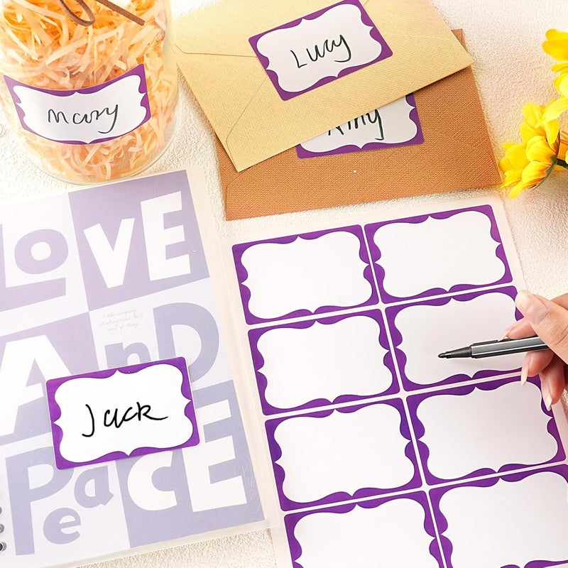 labelon Purple Name Tags,2"x 3" Name Tag Stickers with Purple Border 200 Pcs Adhesive Name Tags Sticker Name Badges Labels for School, Office, Home, Party, Conferences - Image 3